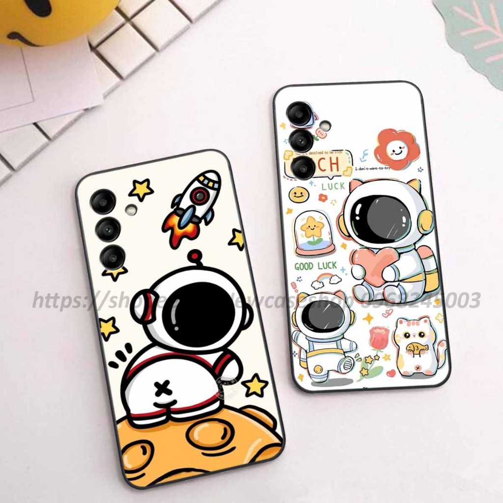 Ốp Samsung A04S / A05S / A14 / A24 / A34 5G viền vuông hình gấu dâu lotso,shin,gấu trúc cute dễ thương