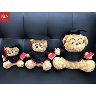 Gấu cử nhân lông có kính (gấu tốt nghiệp) tặng kèm bao kiếng & nơ