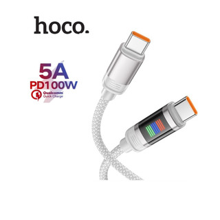 Dây sạc nhanh 100w hoco u126 type-c to type-c vải dù siêu bền tích hợp đèn led dài 1.2m