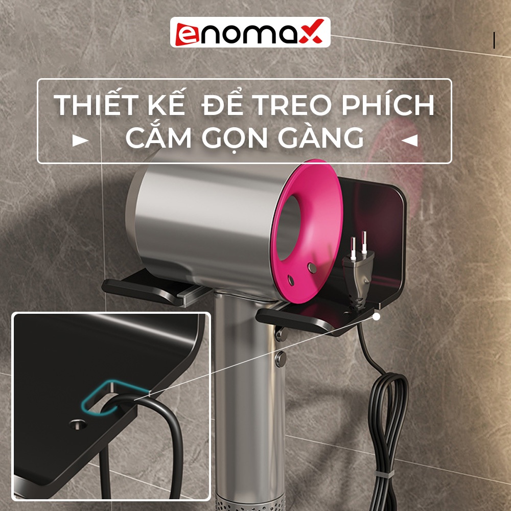 Giá Treo Máy Sấy Tóc Enomax chất liệu nhôm hàng không, lắp đặt không cần khoan, bảo hành 10 năm.