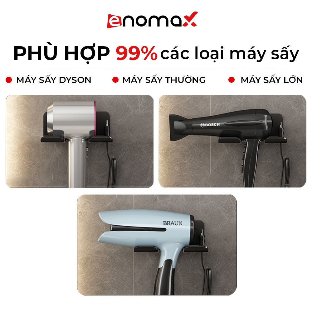 Giá Treo Máy Sấy Tóc Enomax chất liệu nhôm hàng không, lắp đặt không cần khoan, bảo hành 10 năm.