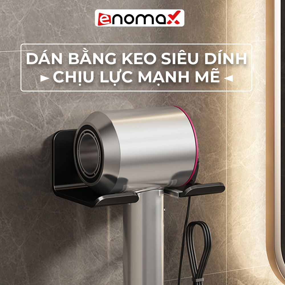 Giá Treo Máy Sấy Tóc Enomax chất liệu nhôm hàng không, lắp đặt không cần khoan, bảo hành 10 năm.