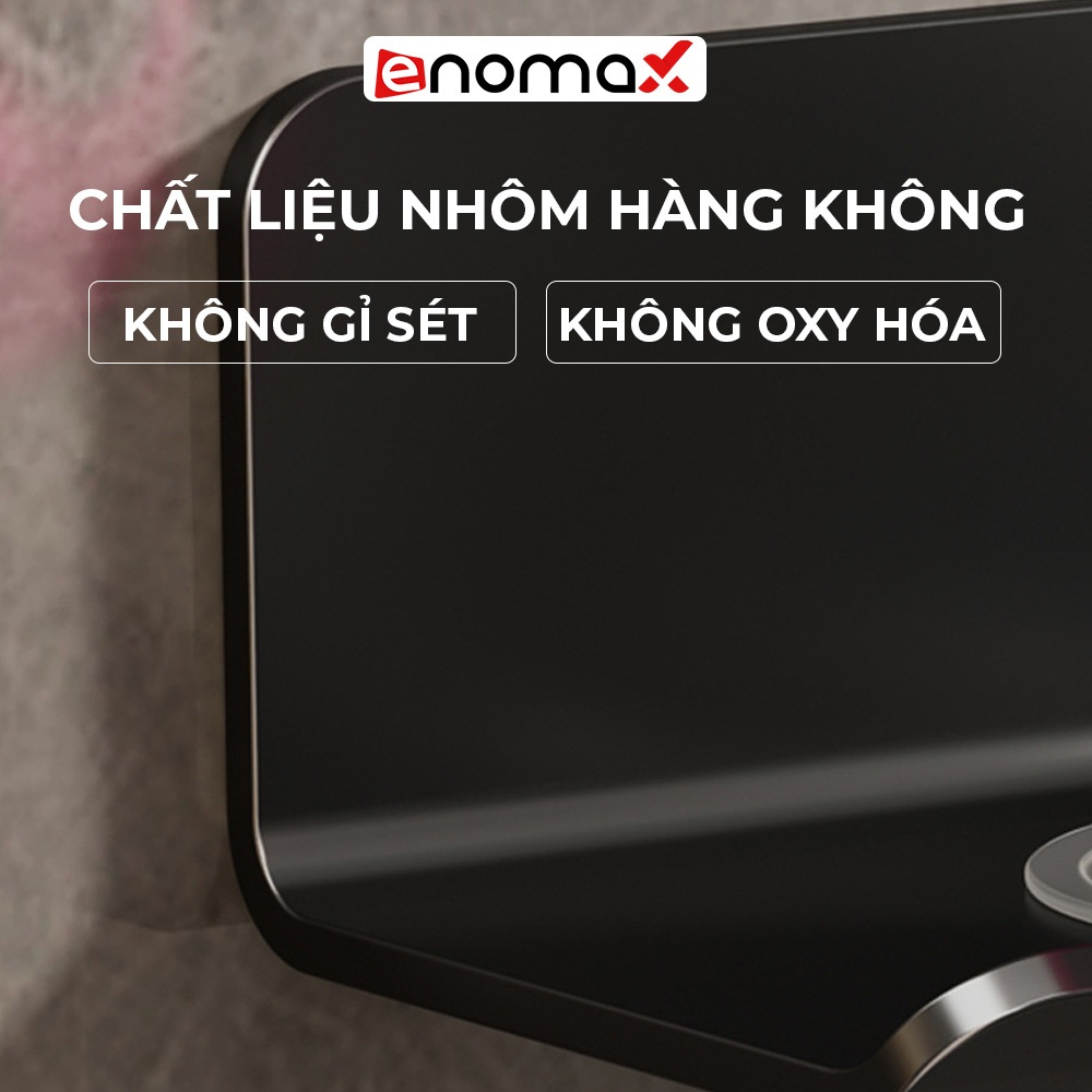 Giá Treo Máy Sấy Tóc Enomax chất liệu nhôm hàng không, lắp đặt không cần khoan, bảo hành 10 năm.