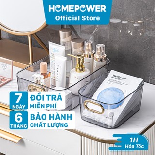 Khay trong suốt đựng đồ đa năng Homepower, đựng đồ để bàn, đựng mỹ phẩm, khay lon có nắp bảo quản tủ lạnh