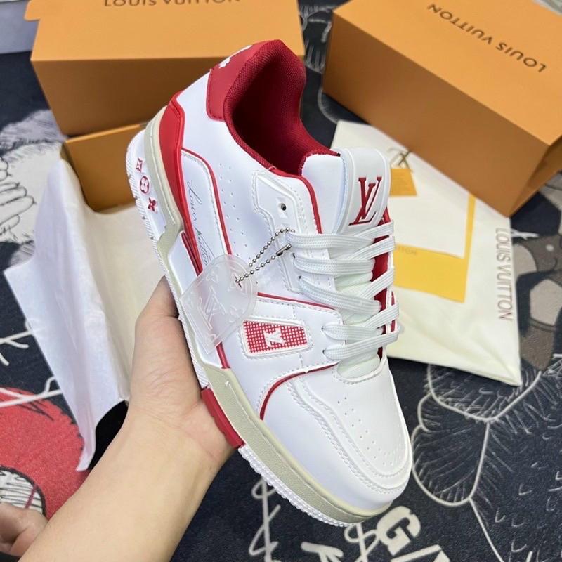 Giày LV Trainer 54 đỏ trắng, giầy thể thao sneaker louis vuitton 54 red white da cao cấp FullBoxBill