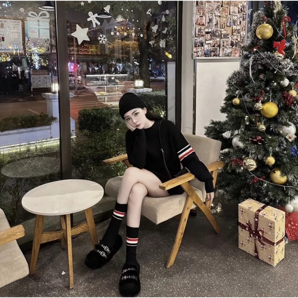 Áo Sweater Nữ Thome Form Rộng Chất Vải Nỉ Bông Dày Dặn Cao Cấp - Áo Sweater tay VẠCH ĐỎ Thom form rộng unisex loại 1