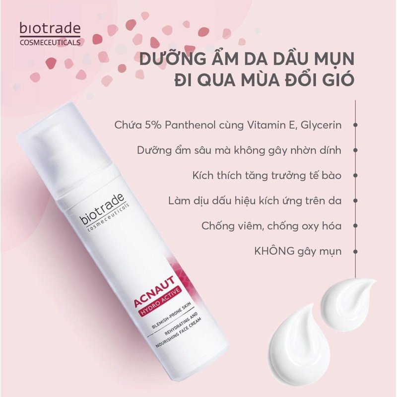 Kem dưỡng ẩm dành cho da dầu mụn Biotrade Acnaut Hydro Active Face Cream