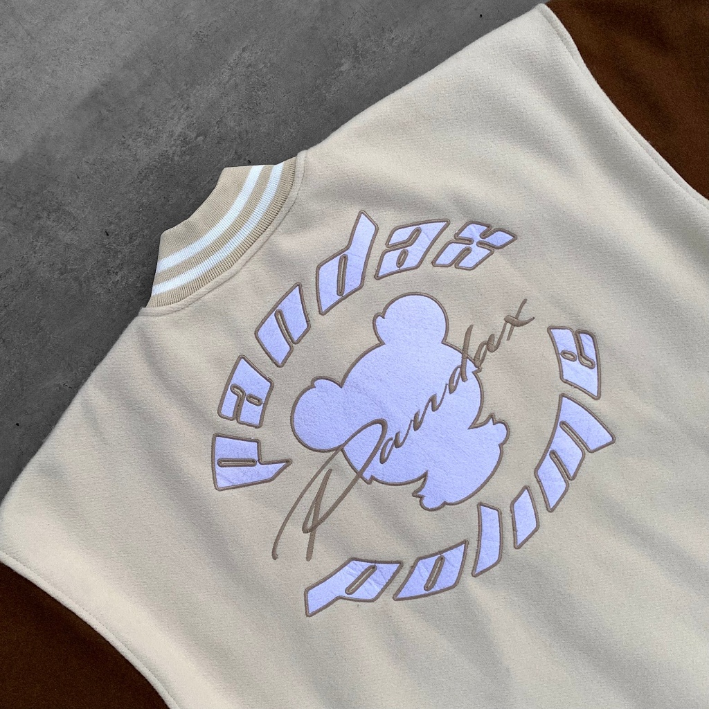 Áo bomber nam nữ khoác varsity local brand form rộng bóng chày cặp đôi unisex oversize dày dặn Pandax Polime Cream