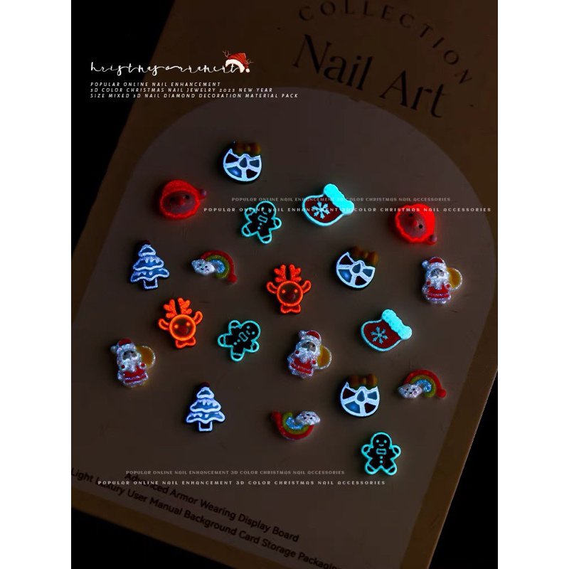 Set 20 Charms Giáng Sinh Noel Trang Trí Móng