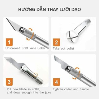 COMBO Dao cán tròn kèm 100 lưỡi dao khắc chạm trổ đa năng