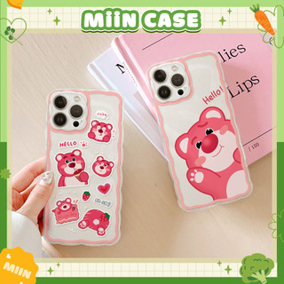 Ốp lưng điện thoại iphone viền sóng gấu hồng Lotso 6/6p/6s/6sp/7/7plus/8/8plus/x/xs/11/12/13/14/pro/max/promax/plus
