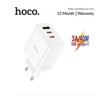 Củ sạc nhanh pd40w hoco c126a chân tròn 2 cổng type-c/ usb hỗ trợ qc3.0 chất liệu cao cấp