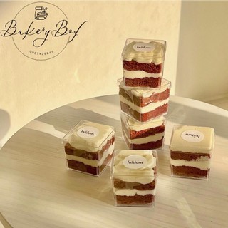 Hộp Mousse Vuông Đựng Bánh Tiramisu, Yogurt, Panna Cotta, Red Velvet (LC-5550 | Set 50)