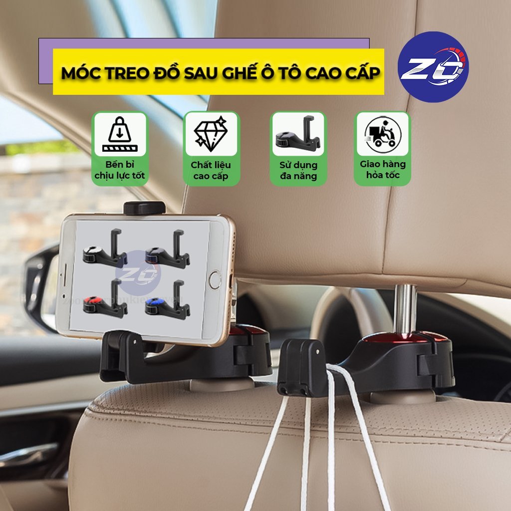 Móc treo đồ trên xe ô tô, chiếc móc kẹp giữ treo đồ sau ghế ô tô, móc treo đồ oto xe hơi đa năng, móc sau ghế ôtô