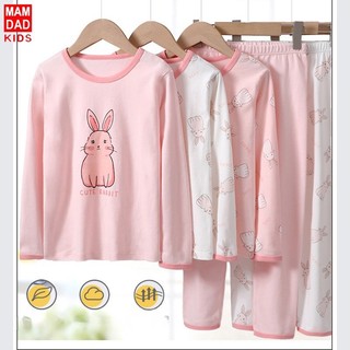 Bst bộ thun cotton MamDadKids thỏ đáng yêu bé gái từ 4-12 tuổi MD3347