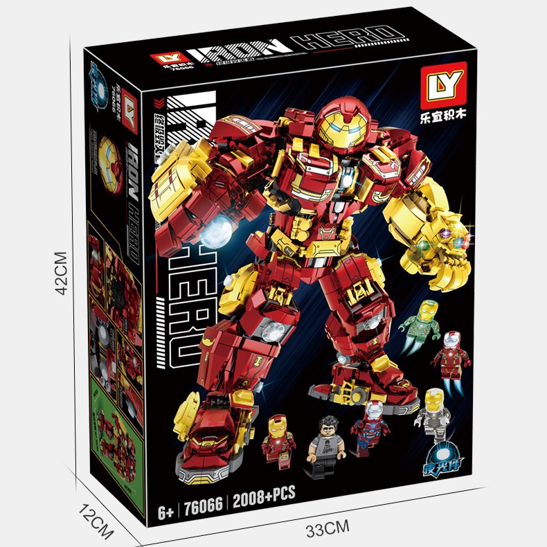 Đồ Chơi Lắp Ráp Kiểu Lego HulkBuster IRON Man Và Găng Tay Vô Cực Super Heros Mecha LY76066 Với 2000+ Mảnh Ghép