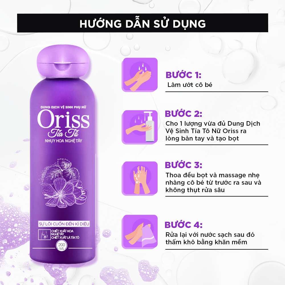 Dung Dịch Vệ Sinh Phụ Nữ Oriss Tía Tô Làm Sạch Dịu Nhẹ Ngăn Mùi Trẻ Hóa Cô Bé 200ml