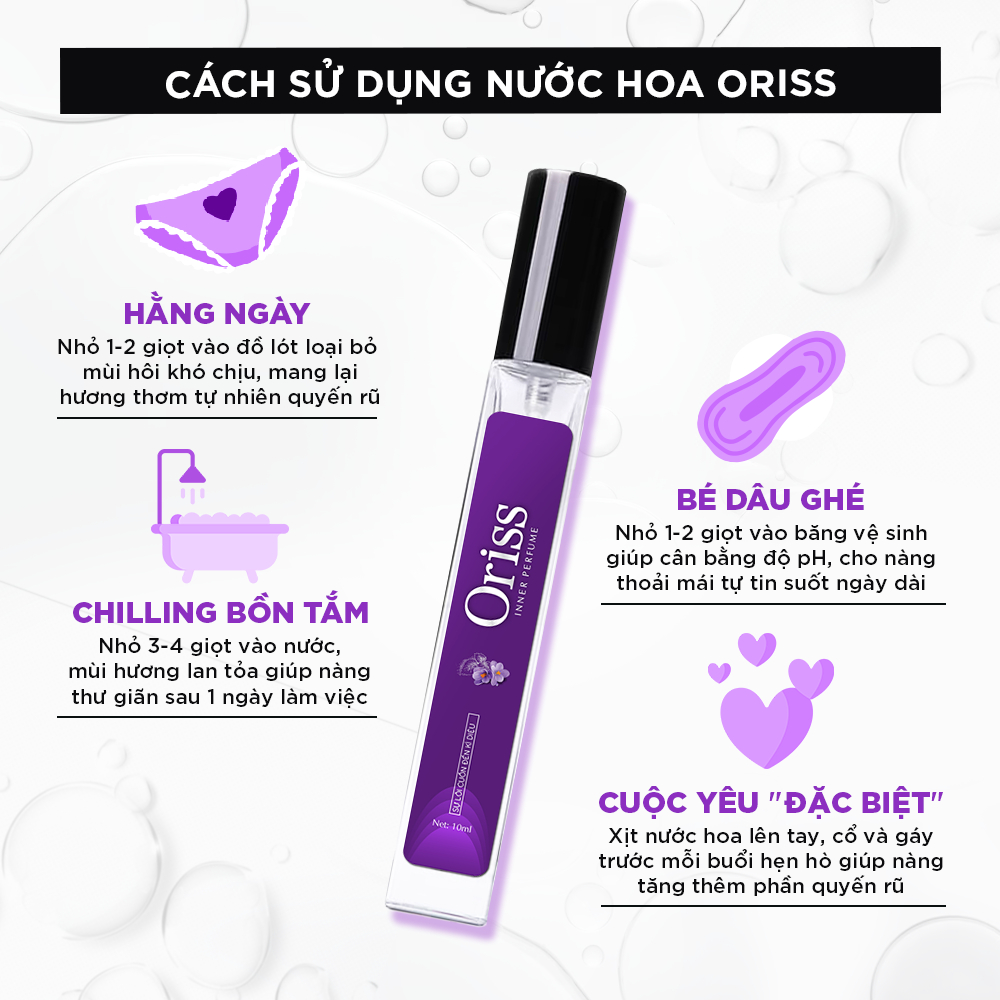Combo dung dịch vệ sinh nữ Oriss tía tô 200ml và nước hoa vùng kín nữ Oriss 10ml
