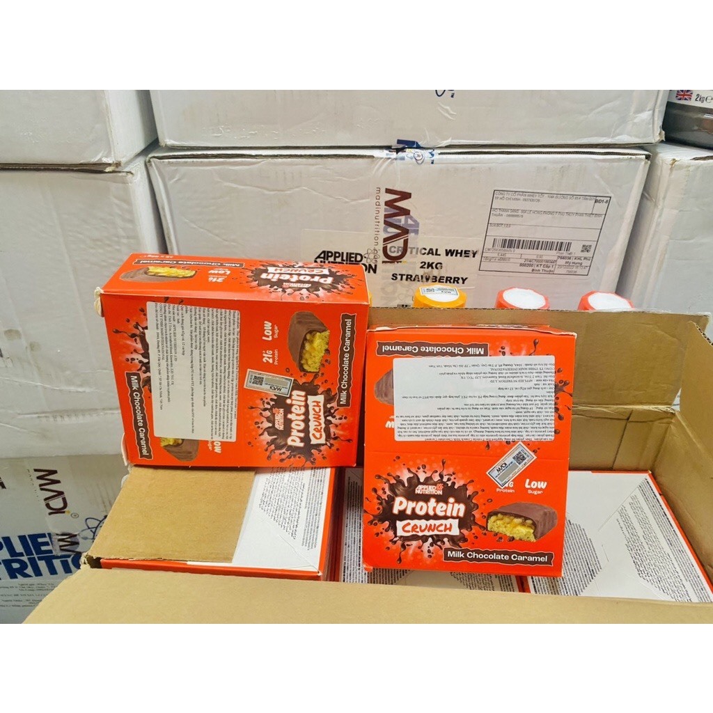 PROTEIN CRUNH BAR APPLIED NUTRITION - BÁNH TĂNG CƠ - WSPT- HỘP 12 THANH-HSD 12.3.2024 ,18.2.2024