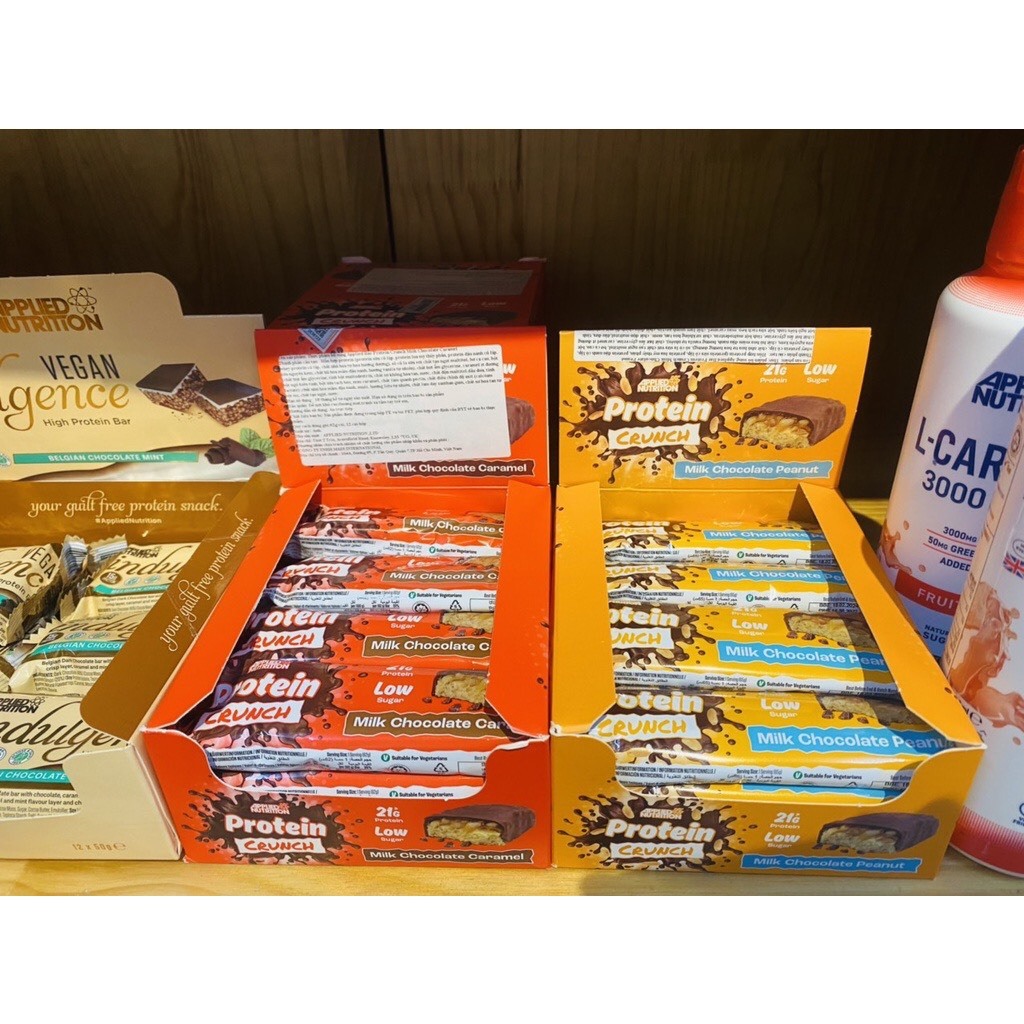 PROTEIN CRUNH BAR APPLIED NUTRITION - BÁNH TĂNG CƠ - WSPT- HỘP 12 THANH-HSD 12.3.2024 ,18.2.2024