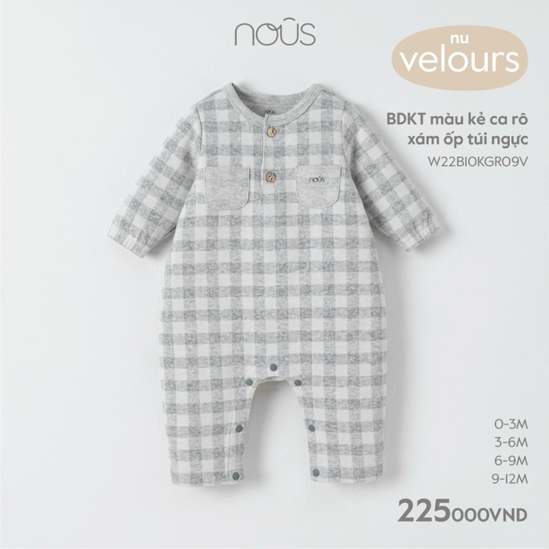 NỈ NOUS Body dài tay không tất Nous cho bé 0-12m