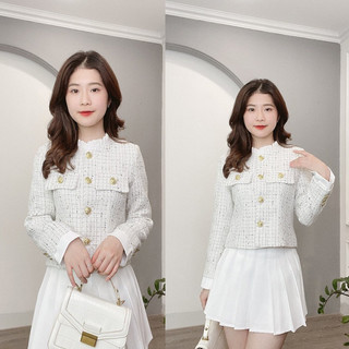 Áo dạ tweed phối viền