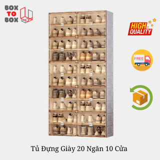 Tủ nhựa đựng giày thông minh 40 đôi, khung abs cao cấp gấp gọn đa năng, lắp mika trong suốt sang trọng