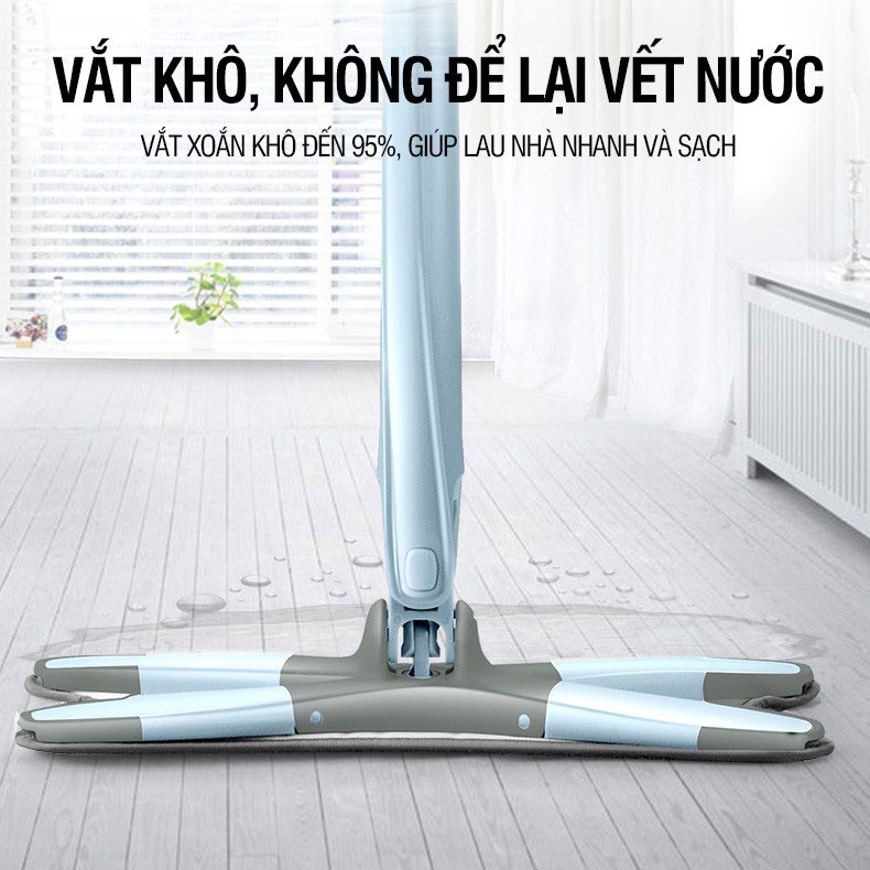 Cây Lau, Chổi Lau Nhà Tự Vắt Chữ X, Tam Giác Thông Minh Xoay 360 Độ - Lau Sàn, Lau Kính, Lau Trần Nhà Thông Minh Tự Vắt