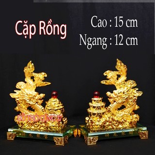 [ Gíá 1 Cặp ] Tượng Rồng phong thủy đế kính - Cao 15 cm
