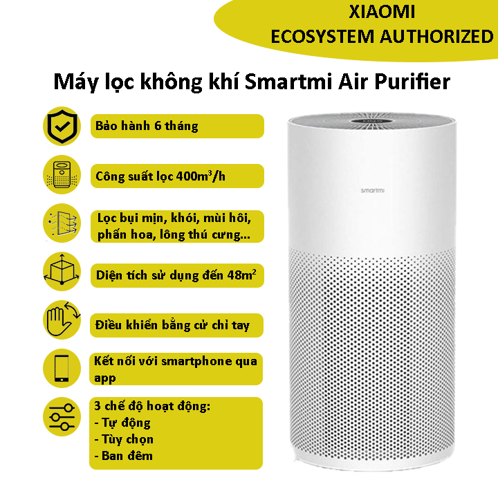 Máy lọc không khí Xiaomi Air Purifier 3H/3C/ smartmi air Purifier - Bảo hành 6 tháng