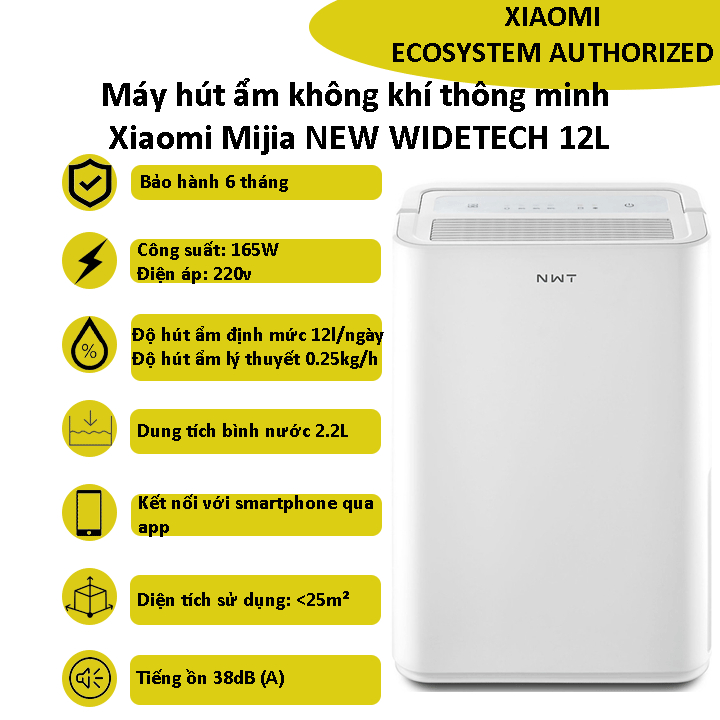 Máy hút ẩm không khí thông minh Xiaomi Mijia NEW WIDETECH 12L/18L - Bảo hành 6 tháng - Shop MI Ecosystem Authorized