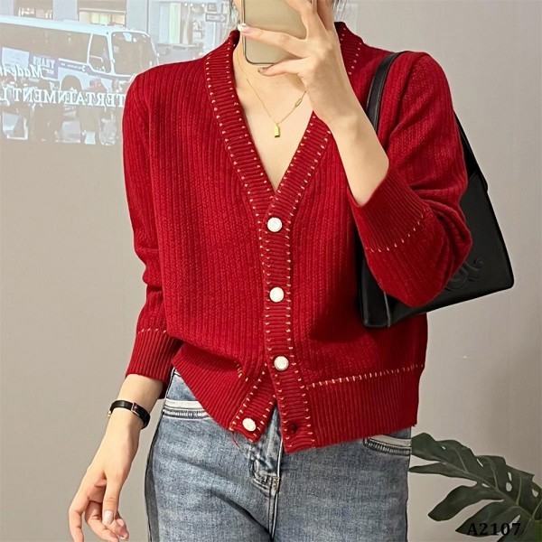 A2107-Áo Len Khoác Cardigan Cổ V