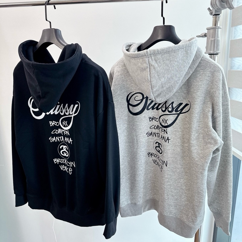 ⚡️ - Áo Hoodie Stussy World Tour Black/Grey Zip Hoodie , Áo hoodie Stussy unisex