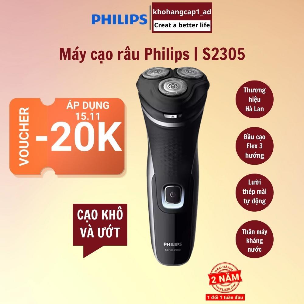 Máy cạo râu Philips điện 3 lưỡi S2305 dành cho cạo khô và ướt, tích hợp cạo mai, có sạc nhanh - khohangcap1_ad