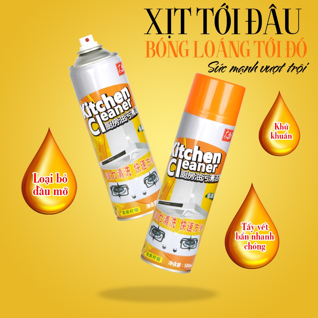 Bình xịt vệ sinh nhà bếp, tẩy rửa dầu mỡ bếp ga, bình xịt tẩy vết bẩn, tẩy dầu mỡ máy hút mùi đa năng KITCHEN CLEANER