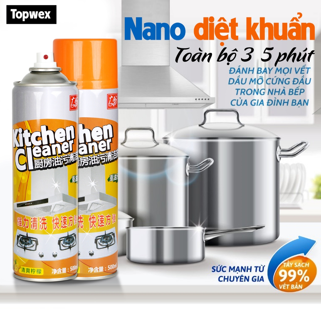 Bình xịt vệ sinh nhà bếp, tẩy rửa dầu mỡ bếp ga, bình xịt tẩy vết bẩn, tẩy dầu mỡ máy hút mùi đa năng KITCHEN CLEANER