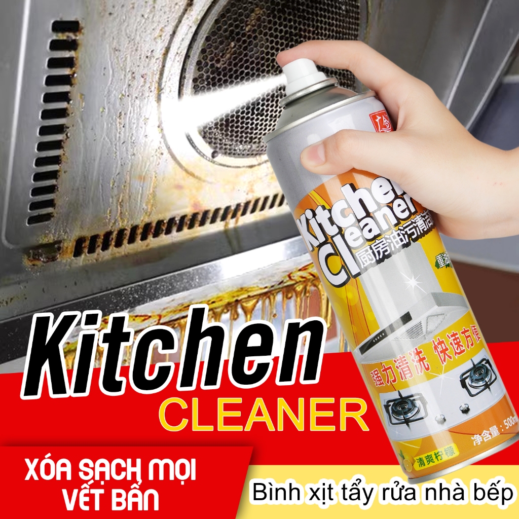 Bình xịt vệ sinh nhà bếp, tẩy rửa dầu mỡ bếp ga, bình xịt tẩy vết bẩn, tẩy dầu mỡ máy hút mùi đa năng KITCHEN CLEANER