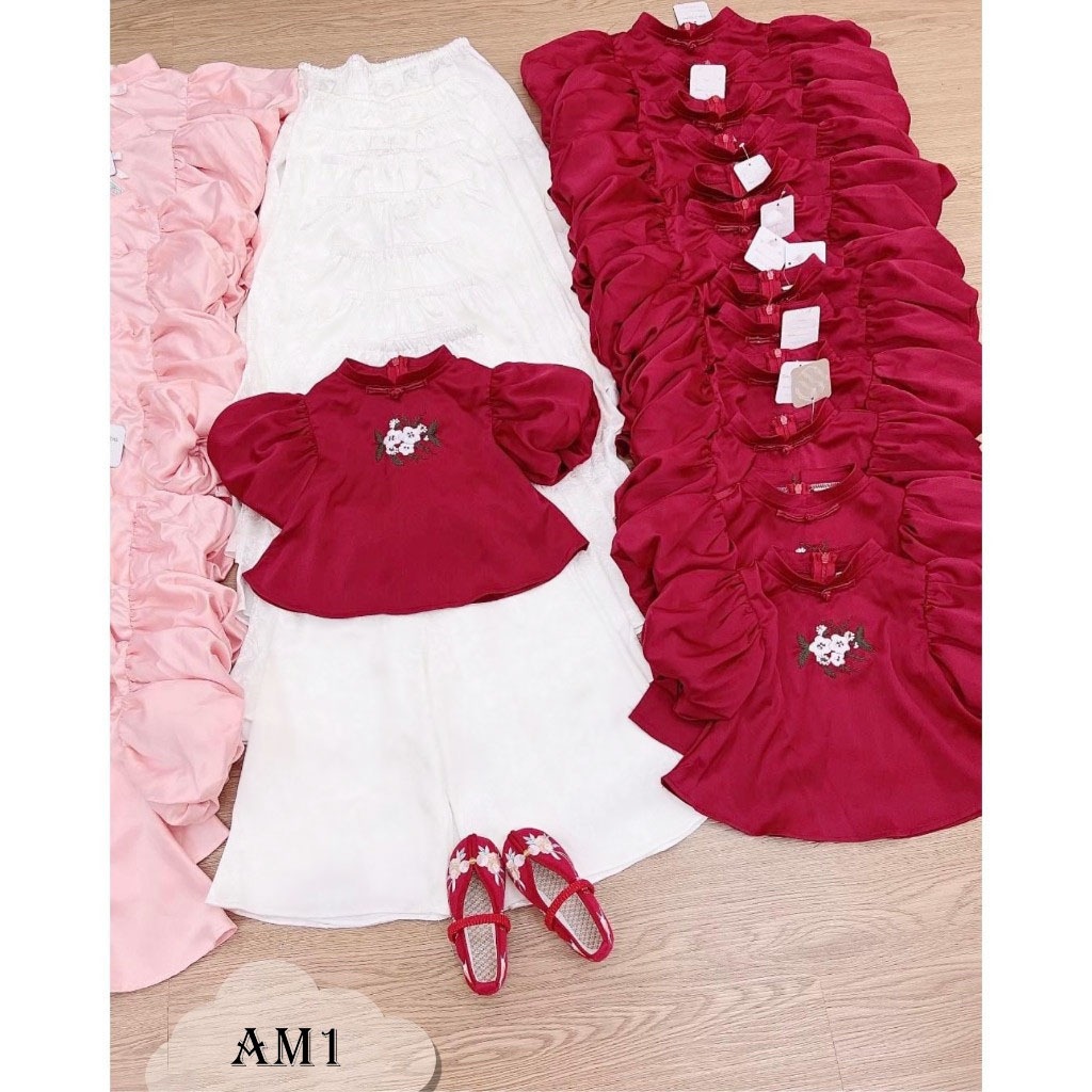 Bộ quần áo trẻ em TB399 Đồ bộ quần áo thêu hoa cho bé gái xinh xắn