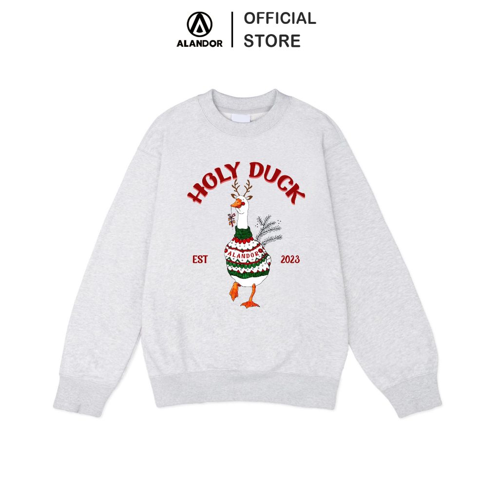 Áo nỉ sweater christmas Alandor local brand form rộng tay bồng chất liệu nỉ lót bông mẫu holy duck
