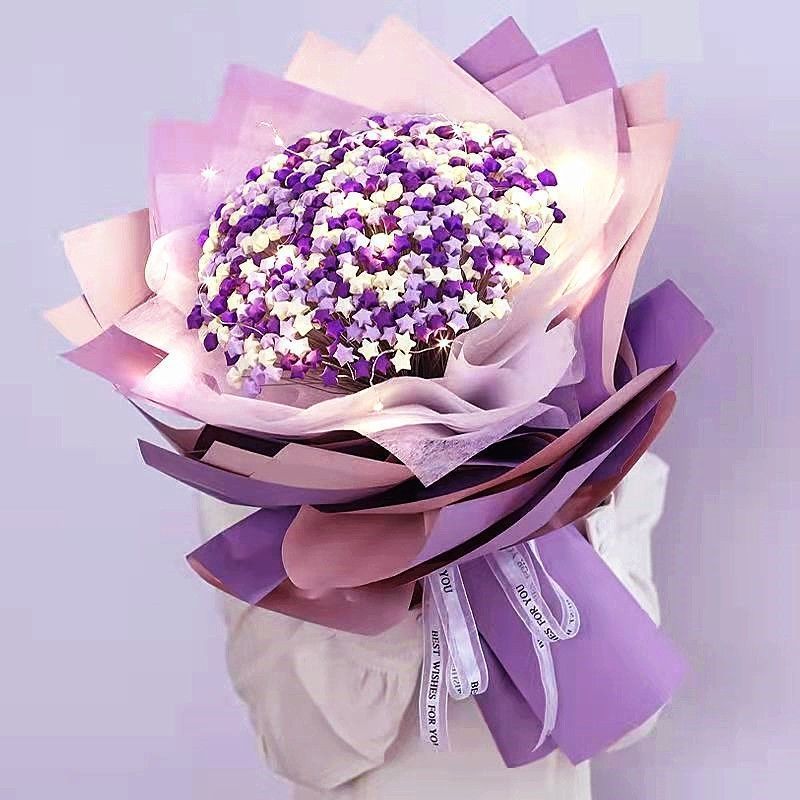 Set Nguyên Liệu Làm Bó Hoa Sao 520 Bông Bó hoa sáng tạo DIY, quà tặng tinh tế thích hợp để tặng quà có kèm hướng dẫn