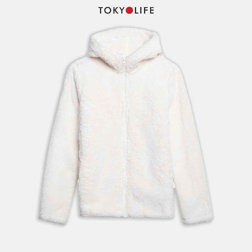 [CÓ MŨ - FORM NHỎ,TĂNG 1-2 SIZE] Áo khoác NỮ lông cừu nhân tạo mũ liền dài tay TOKYOLIFE C9FLJ507N