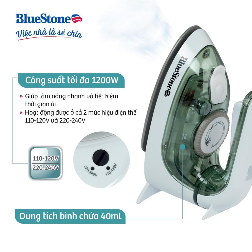 [Chỉ còn 283,500 Đồng sau khi áp voucher] Bàn Ủi Hơi Nước Du Lịch BlueStone 40ml 1000-1200W SIB-3819