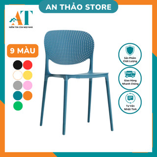 Ghế ăn nhựa PP đúc nguyên khối tựa lưng lỗ nhiều màu - Ghế cafe, văn phòng, nhà hàng tựa lưng nhập khẩu