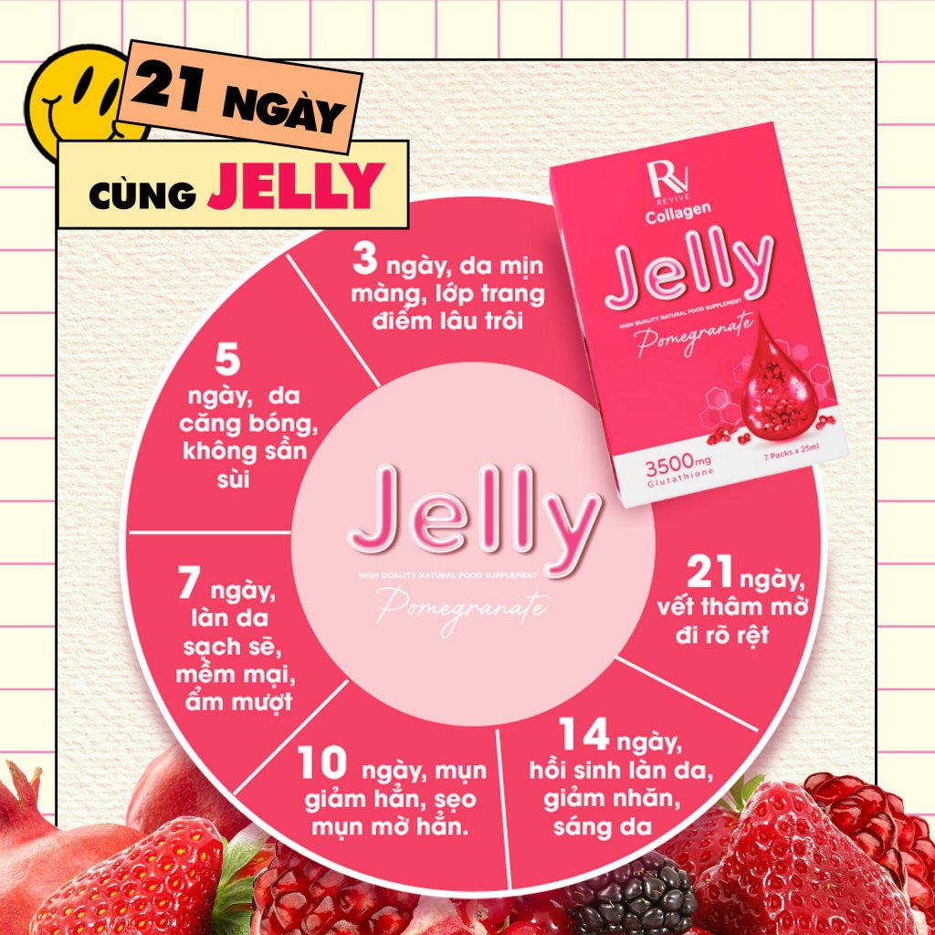 Thạch lựu collagen Jelly Thụy Sĩ trắng da toàn thân 1 Hộp 7 Gói - Mẫu Mới 2023