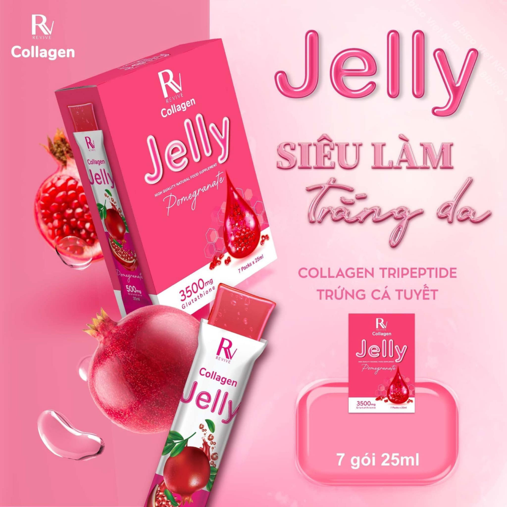Thạch lựu collagen Jelly Thụy Sĩ trắng da toàn thân 1 Hộp 7 Gói - Mẫu Mới 2023