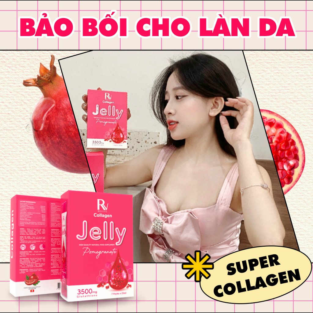 Thạch lựu collagen Jelly Thụy Sĩ trắng da toàn thân 1 Hộp 7 Gói - Mẫu Mới 2023