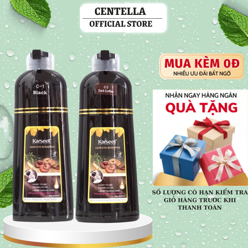 Dầu Gội Phủ Bạc KARSEELL ORGANIC NANO 500ML Nhuộm Đen Nâu Tóc Chỉ Sau 9 Phút | Centella.official