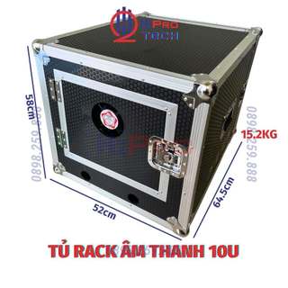 Tủ rack 10u dày dặn 4 bánh xe - có cánh cửa - quạt làm mát, tủ máy 10u âm thanh chuyên nghiệp cao cấp - h2pro tech