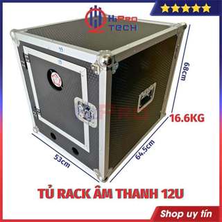 Tủ Rack Âm Thanh 12U Dày Dặn 4 Bánh Xe - Có Cánh Cửa - Quạt Làm Mát, Tủ Máy Âm Thanh Chuyên Nghiệp Cao Cấp - H2Pro Tech