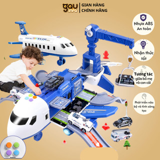 Đồ Chơi Máy Bay Biến Hình Phát Nhạc Kèm nhiều ô tô cảnh sát, cứu hoả siêu đẹp kích cỡ lớn cho trẻ em Gauinfa